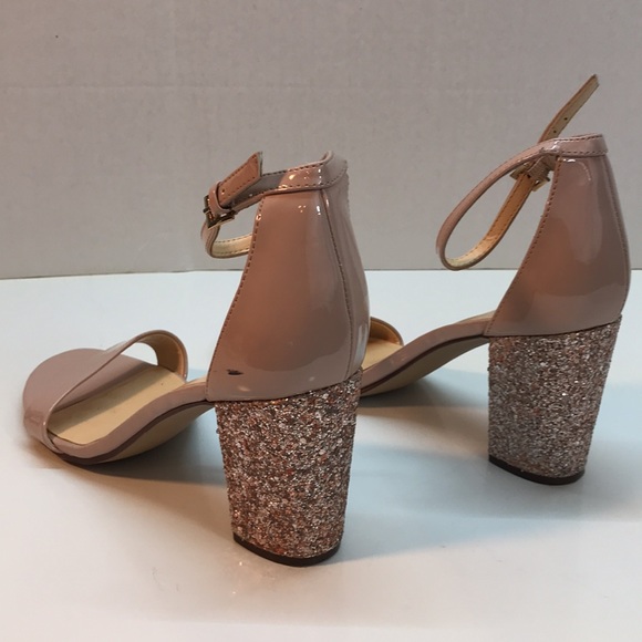 Unisa Pink pLeather Sandals with Glitter Block Heel And Ankle Strap Size 10 - Picture 5 of 10